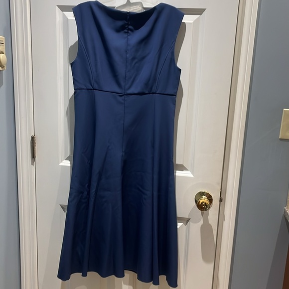Lands' End Blue A-Line Sleeveless Midi Dress V-Neck - Picture 3 of 5
